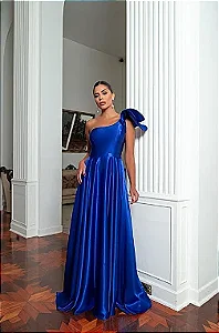 Vestido Gênova Azul Royal + Clutch Brinde