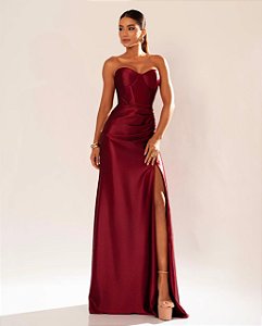 Vestido Raya marsala + Clutch Brinde