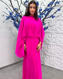 Vestido Airi rosa chiclete + Clutch brinde