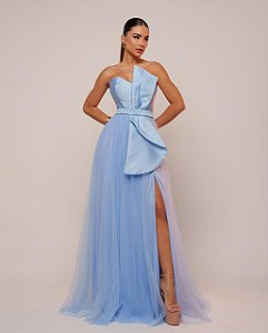 Vestido Talín azul serenity + Clutch brinde