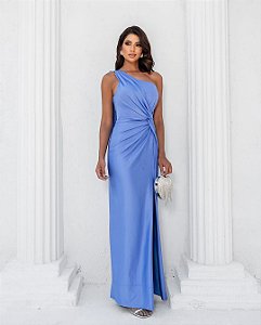 Vestido Alexandria azul serenity + Clutch brinde