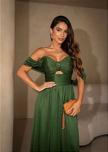Vestido Arizona verde oliva + Clutch brinde