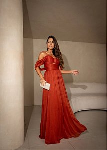 Vestido Arizona terracota + Clutch brinde