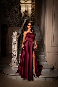 Vestido Amazonas marsala + Clutch brinde
