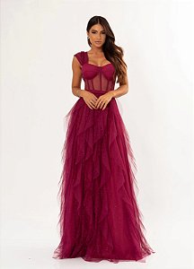 Vestido Aurora rosa fúcsia + Clutch brinde