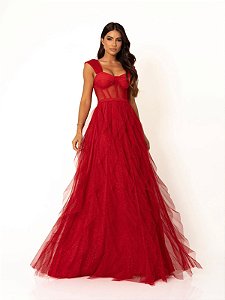 Vestido Aurora vermelho + Clutch brinde