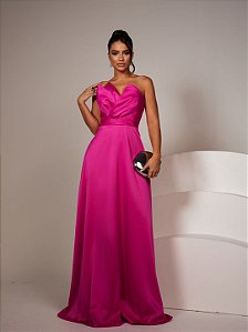 Vestido Washington rosa fúcsia + Clutch brinde