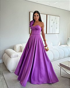 Vestido Hailey roxo + Clutch Brinde
