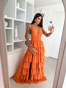 Vestido Lismore laranja + Clutch Brinde