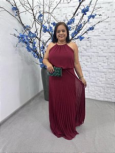 Vestido Lia marsala + Clutch Brinde