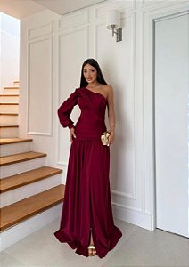 Vestido Faby marsala + Clutch Brinde