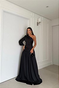 Vestido Faby preto + Clutch Brinde
