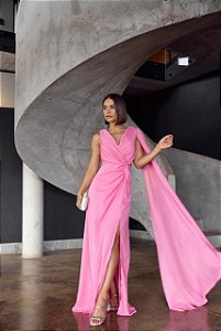 Vestido Lucya rosa bebê + Clutch Brinde