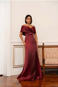 Vestido Caroline marsala + Clutch Brinde