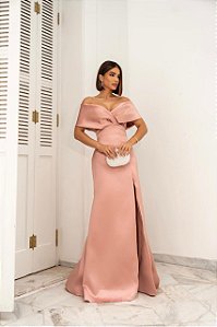 Vestido Caroline rose + Clutch Brinde