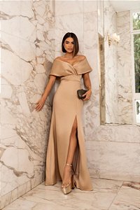 Vestido Caroline dourado champagne + Clutch Brinde