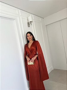 Vestido Isabel terracota+ Clutch Brinde