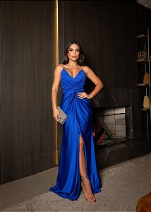 Vestido Chicago azul royal + Clutch Brinde