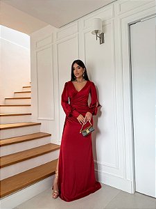 Vestido Bulgária vermelho + Clutch Brinde