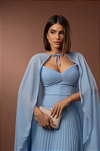 Vestido Jaque azul serenity + Clutch Brinde
