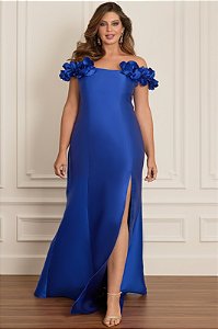 Vestido Calcutá azul royal + clutch brinde