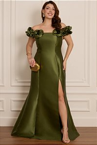 Vestido Calcutá verde oliva + Clutch brinde