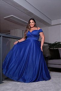 Vestido Manuela Azul Royal + Clutch Brinde