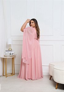 Vestido Ayla Rose Com/Sem Brilho + Clutch Brinde