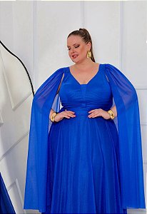 Vestido Ayla Royal Com/Sem Brilho + Clutch Brinde