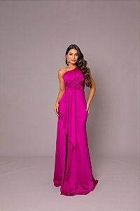 Vestido Cancún Fúcsia + Clutch Brinde