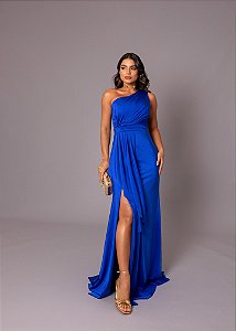 Vestido Cancún Azul Royal + Clutch Brinde