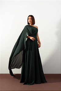 Vestido Liora Verde Musgo + Clutch Brinde