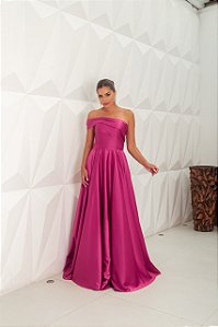 Vestido Ylina Fúcsia + Clutch Brinde