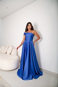 Vestido Ylina Azul Royal + Clutch Brinde