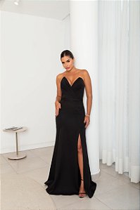 Vestido Auren Preto + Clutch Brinde