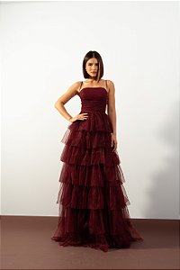 Vestido Mirreile Marsala + Clutch Brinde