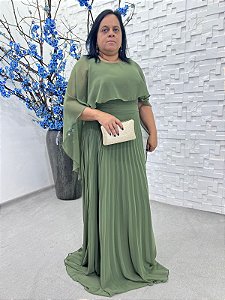 Vestido Veyra Verde Oliva + Clutch Brinde