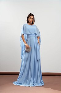 Vestido Veyra Azul Serenity + Clutch Brinde