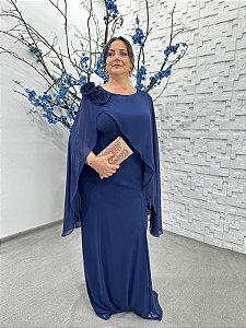 Vestido Jane Azul Marinho + Clutch Brinde