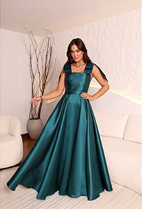 Vestido Kaely Verde Esmeralda + Clutch Brinde
