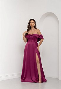 Vestido Isolde Fúcsia + Clutch Brinde