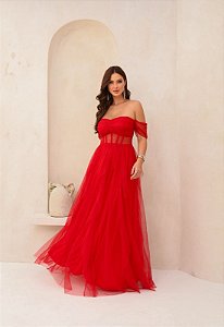 Vestido Helena Vermelho + Clutch Brinde