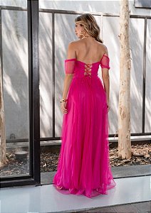 Vestido Helena Pink + Clutch Brinde