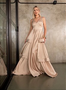 Vestido Anary Nude + Clutch Brinde