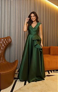 Vestido Mili Verde Esmeralda + Clutch Brinde