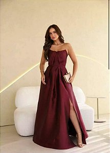 Vestido Bryn Marsala + Clutch Brinde