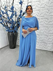 Vestido Selene Azul Serenity + Clutch Brinde