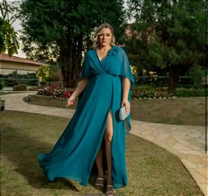 Vestido Astrid verde petróleo + Clutch brinde
