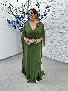 Vestido Astrid verde oliva + Clutch brinde
