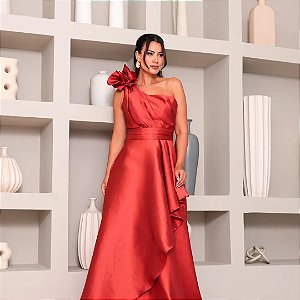 Vestido Alberta terracota + Clutch Brinde